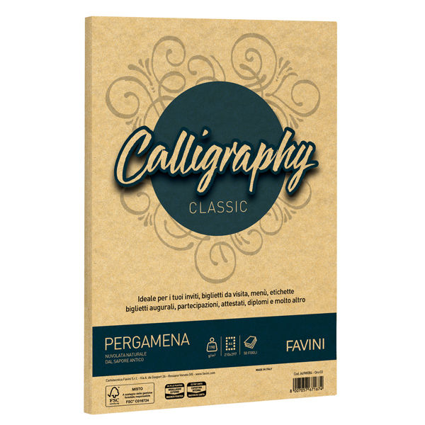 Carta Calligraphy pergamena - A4 - 190 gr - oro 03 - Favini - conf. 50 fogli - immagine principale