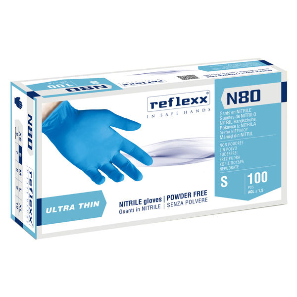 Guanti in nitrile N80 - ultrasottili - taglia S - azzurro - Reflexx - conf. 100 - immagine principale