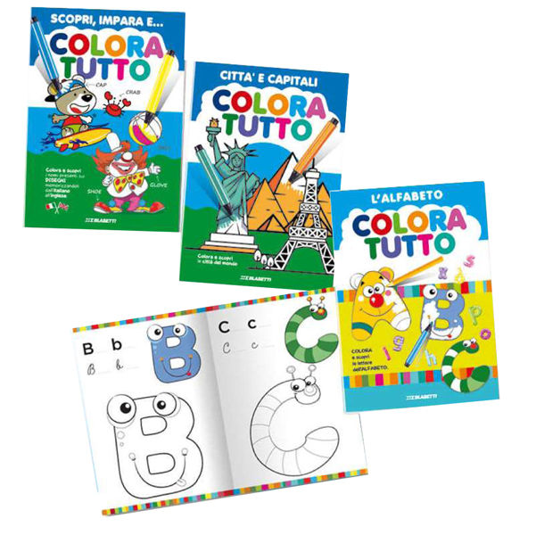 Album da colorare - 24 facciate - per bimbo - fantasie alfabeto, bimbi - immagine principale