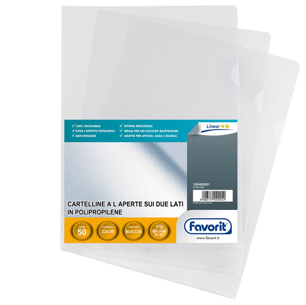 Cartellina a L Pratic - 22 x 30 cm - PP - buccia leggero - Favorit - conf. 50 - immagine principale
