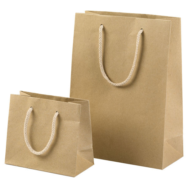 Shopper - maniglie cordino cotone - 16 x 19 + 8 cm - 160 gr - carta kraft - immagine principale