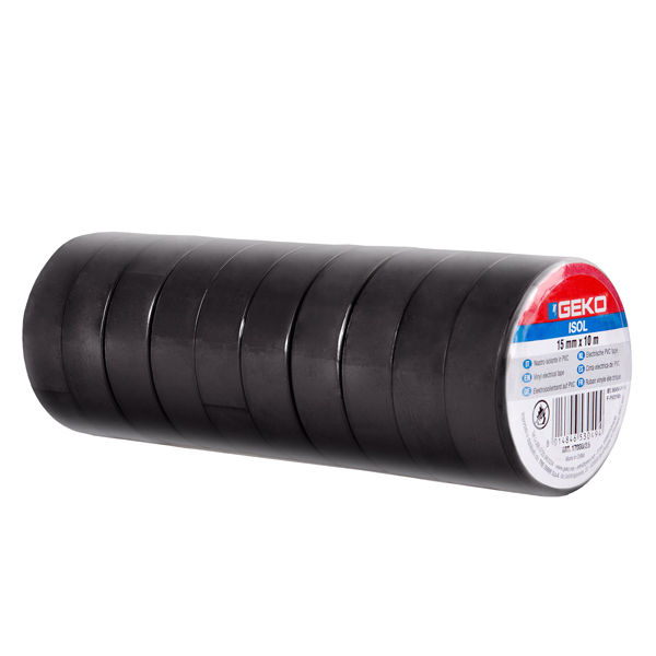 Nastro adesivo isolante - 15mm x 10 m - PVC - nero - Geko - immagine principale