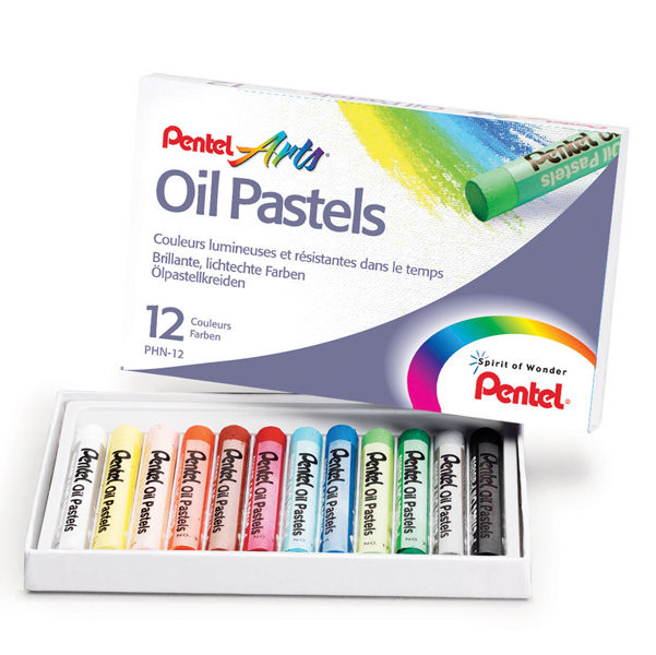 Pastelli a olio - lunghezza 60 mm - colori assortiti - Pentel - astuccio 12 - immagine principale