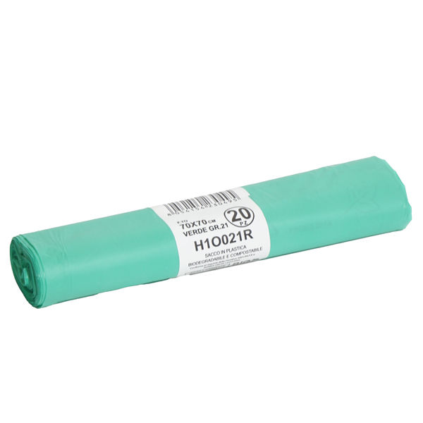 Sacchi bio - 70x70 cm - 70 L - 18 micron - verde - conf. 20 pezzi - immagine principale