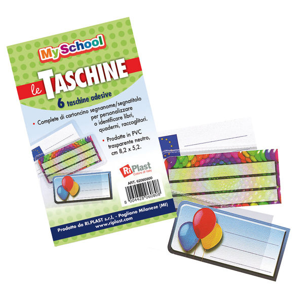 Taschine adesive - 8,2 x 5,2 cm - PVC - neutro trasparente - Colorosa - conf. 6 - immagine principale