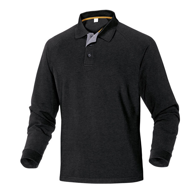 Polo a maniche lunghe Turino - 100% cotone - taglia XL - nero - Deltaplus - immagine principale