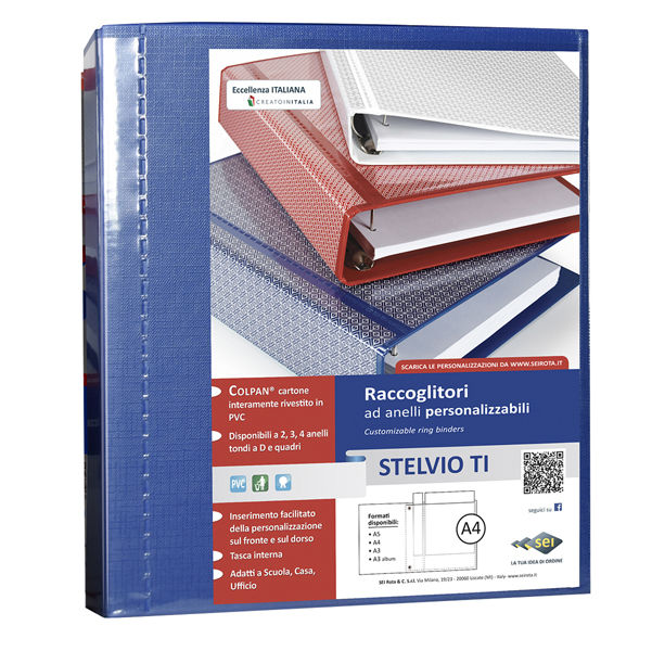 Raccoglitore personalizzabile Stelvio TI - 22 x 30 cm - 4 anelli a D 40 mm - immagine principale