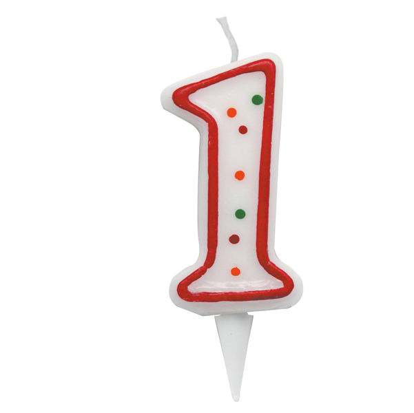 Candelina Zuccherino - numero 1 - H 8.5 cm - Big Party - immagine principale