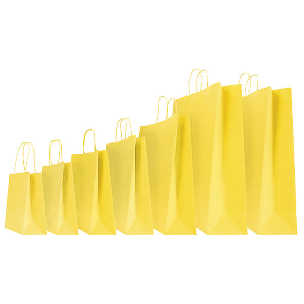 Shopper Twisted - maniglie cordino - 14 x 9 x 20 cm - carta kraft - giallo - immagine principale
