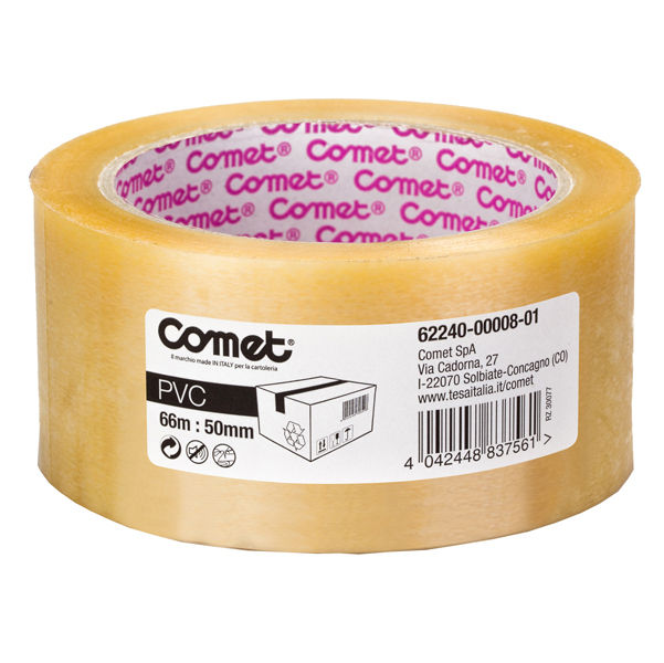 Nastro adesivo - 5 cm x 66 m - PVC - trasparente - Comet - immagine principale