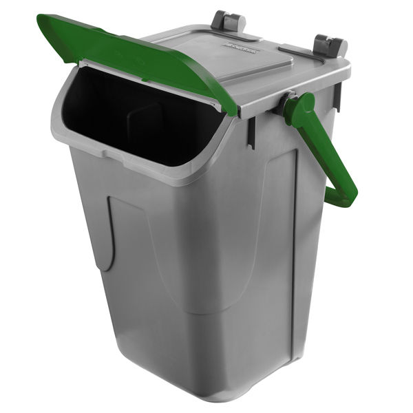 Miniatura: Contenitore portarifiuti Ecology - con sportello e maniglione - 35 L - immagine 2