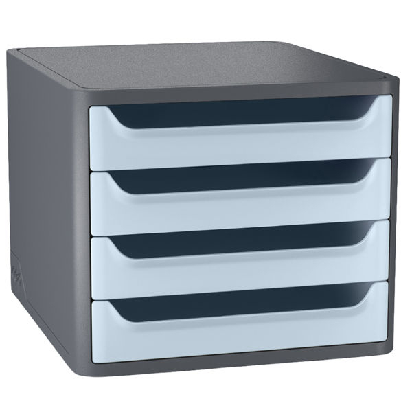 Cassettiera 1400 First - 4 cassetti - 28,8 x 34,6 x23,4 - grigio\azzurro chiaro - immagine principale
