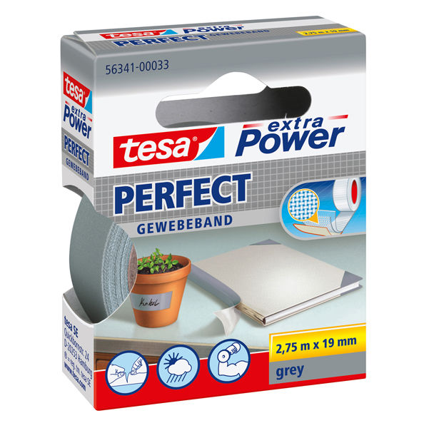 Nastro adesivo telato XP Perfect - 19 mm x 2,7 m - tela plastificata - grigio - immagine principale