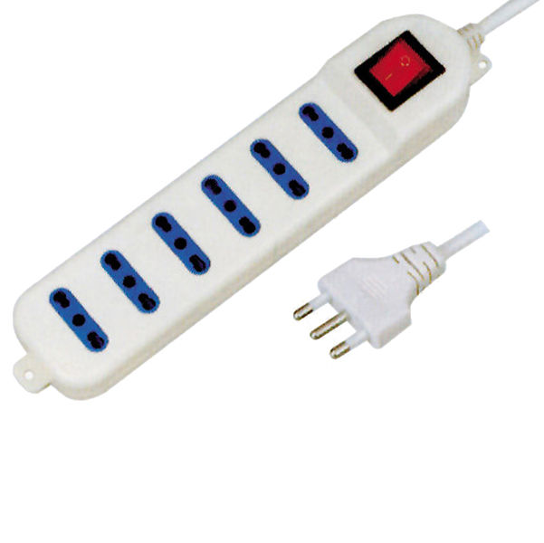Presa multipla con interruttore - 6 prese bipasso 2P+T - cavo da 1.5 mt - MKC - immagine principale