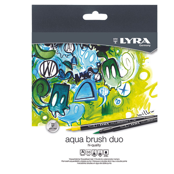 Pennarelli Aqua Brush Duo - punte 2,00 - 4,00 mm - Lyra - astuccio 36 pezzi - immagine principale
