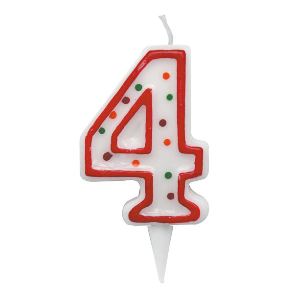 Candelina Zuccherino - numero 4 - H 8.5 cm - Big Party - immagine principale