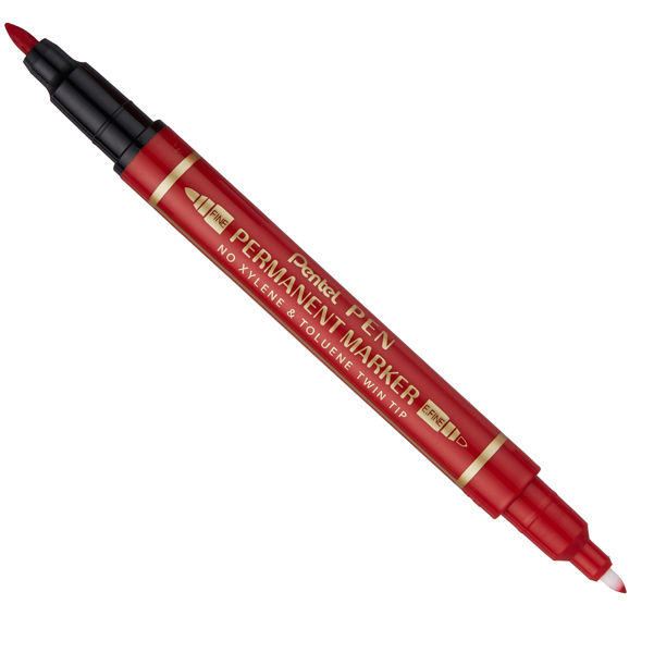 Marcatore permanente Twin tip - doppia punta fine-extra fine - rosso - Pentel - immagine principale