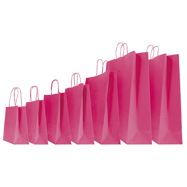 Shopper Twisted - maniglie cordino - 14 x 9 x 20 cm - carta kraft - magenta - immagine principale