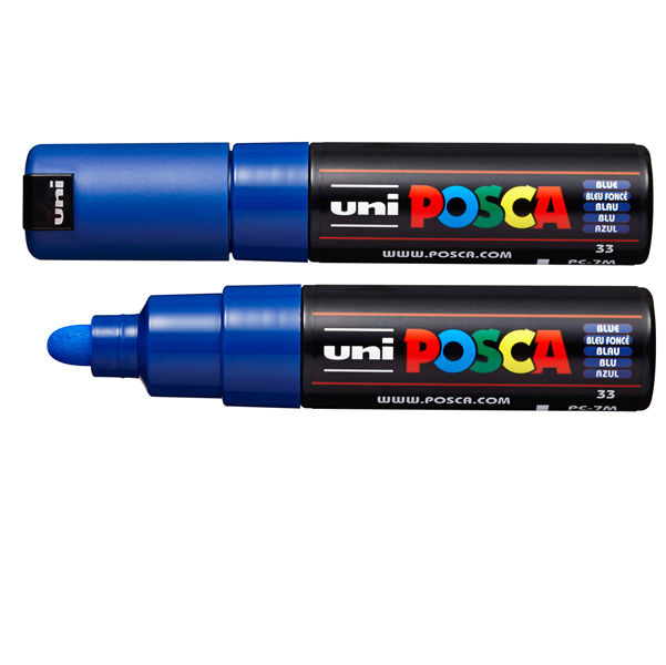 Marcatore a base d'acqua Uni Posca PC7M - punta tonda large 4,5 mm-5,5mm - blu - immagine principale