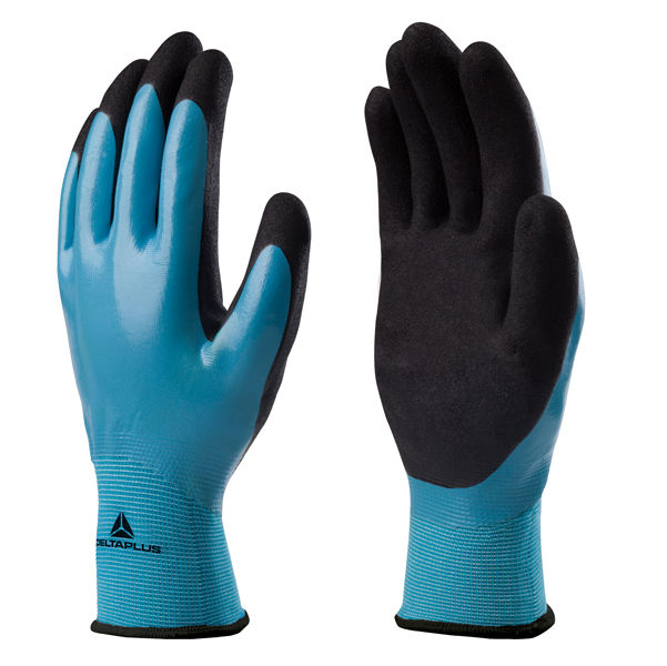 Guanti Wet&Dry VV636BL - poliammide - palmo in nitrile - taglia 09 - blu/nero - immagine principale