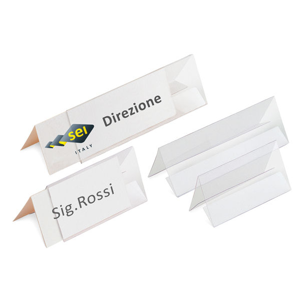 Portanome da tavolo Prisma - 10 x 5 cm - PVC trasparente - Sei Rota - conf. 10 - immagine principale