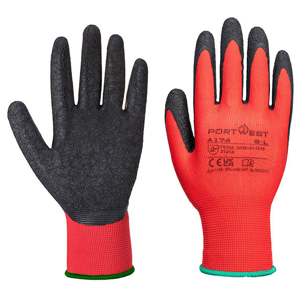 Guanti A174 Flex Grip - lattice - L - rosso/nero - Portwest - immagine principale