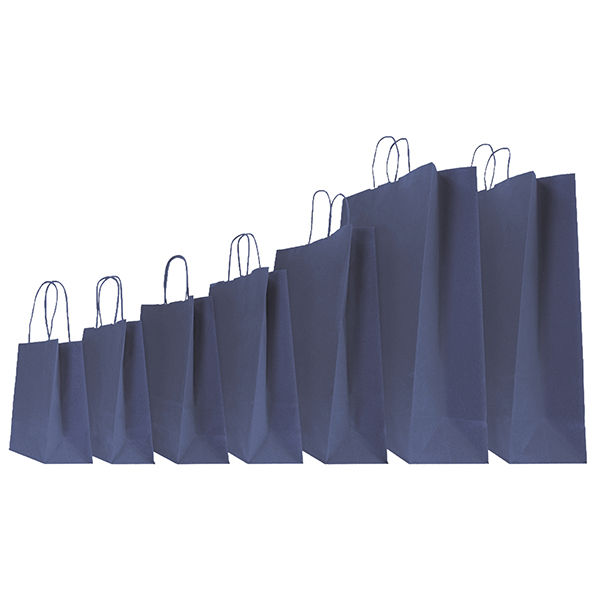 Shopper Twisted - maniglie cordino - 18 x 8 x 24 cm - carta kraft - blu - immagine principale