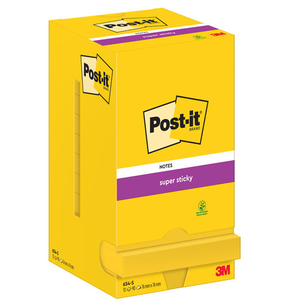 Miniatura: Blocco foglietti Post-it Super Sticky - 654-S - 76 x 76 mm - giallo oro - 90 - immagine 2
