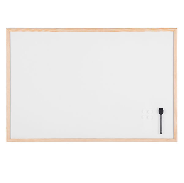 Lavagna bianca magnetica - 60 x 90 cm - cornice legno - bianco - Starline - immagine principale