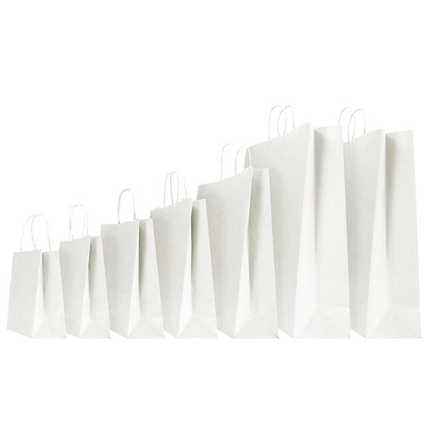 Shopper - maniglie cordino - 14 x 9 x 21 cm - carta kraft - bianco - Mainetti - immagine principale