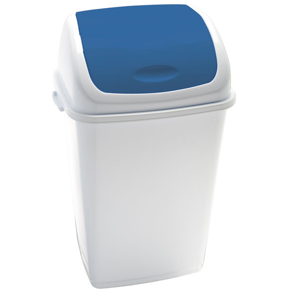 Pattumiera con coperchio basculante Rif - 44x33x68 cm - 50 L - bianco/blu - immagine principale