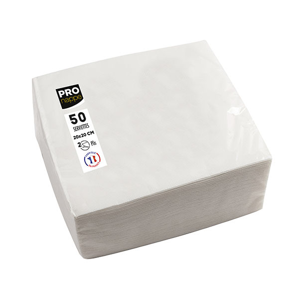 Tovaglioli cocktail - 2 veli - 20 x 20 cm - carta - bianco - Pro Nappe - conf. - immagine principale