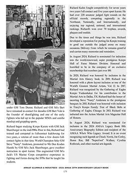 Richard Kahn's martial arts bio page 2 published in the 10th Anniversary Legacy Book