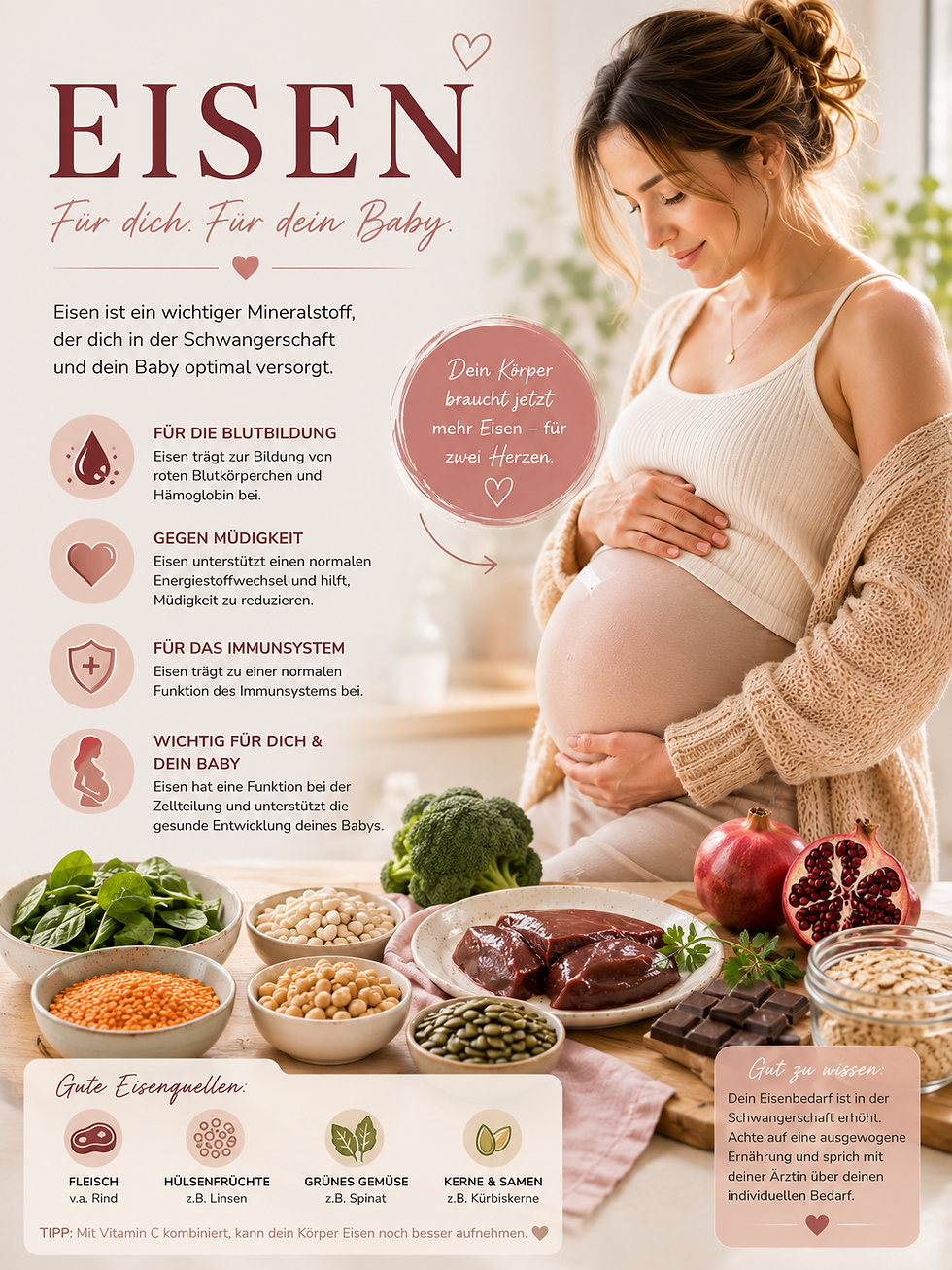 Nährstoffe in der Schwangerschaft: Eisen – Der Sauerstofflieferant für Mutter und Baby