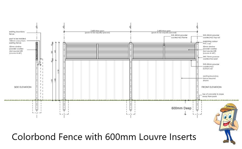 Thumbnail: Louvre Fence Extension Panels @ 600mm (H)