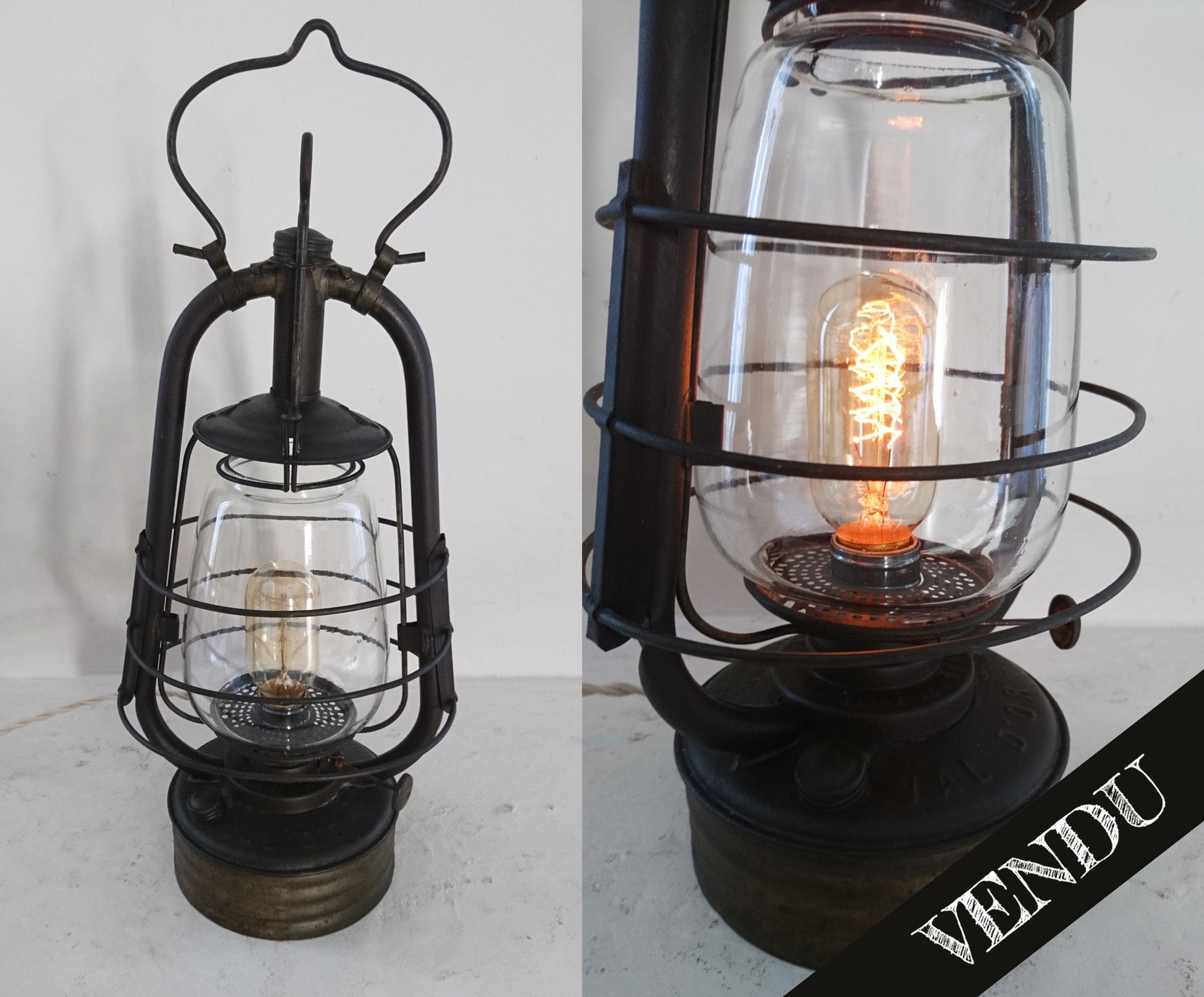 Ancienne lampe tempête VAL D'OR !