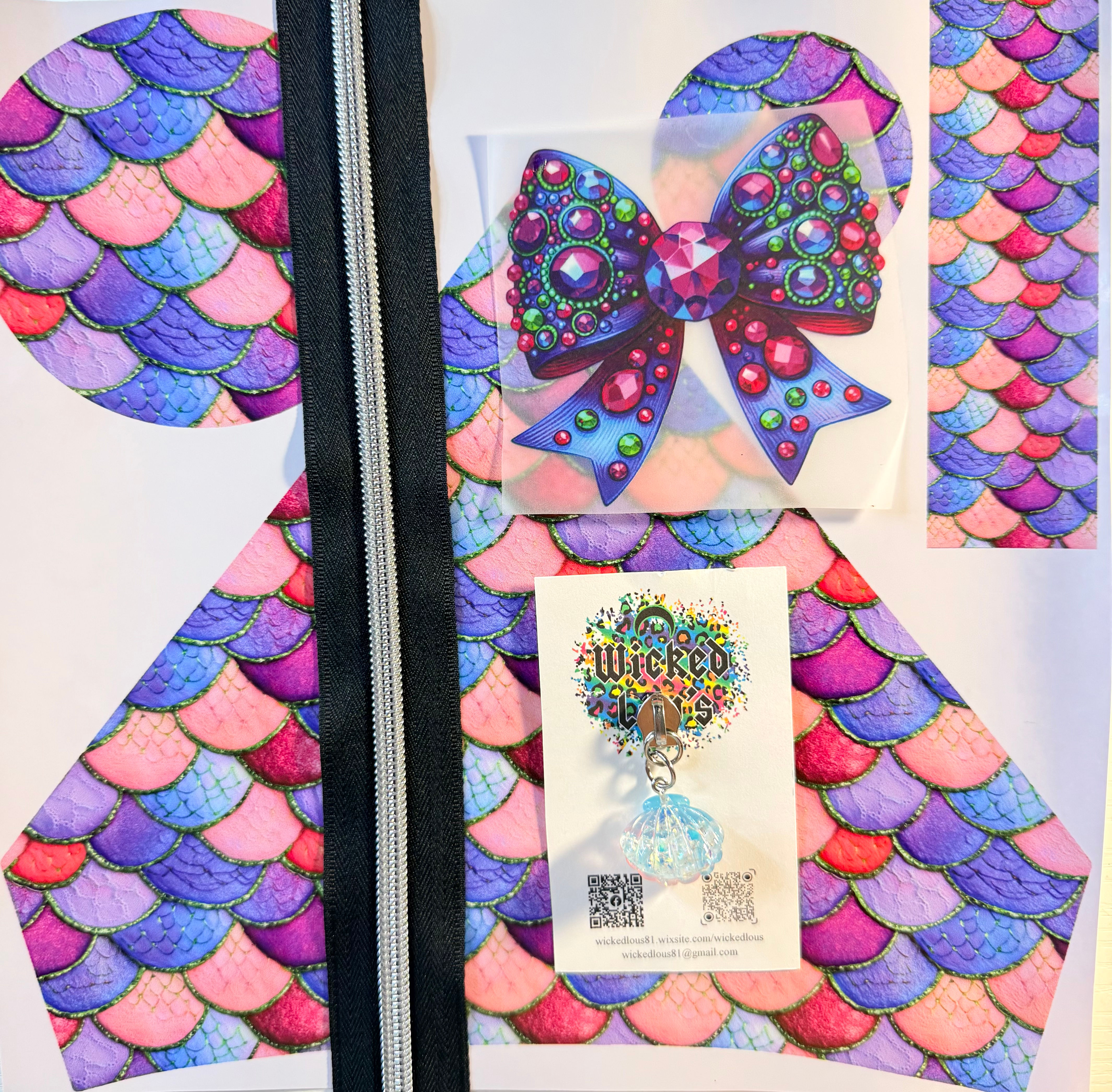 24oz Snowglobe Vinyl Zipper Kit- Mermaid Scales Pink Purple
