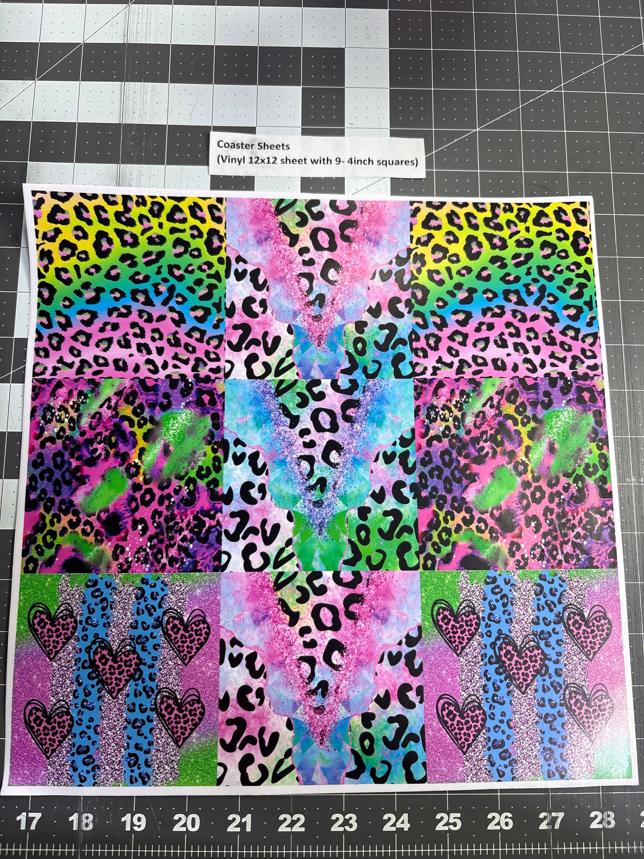 Coaster Sheets VINYL- Colorful Leopard