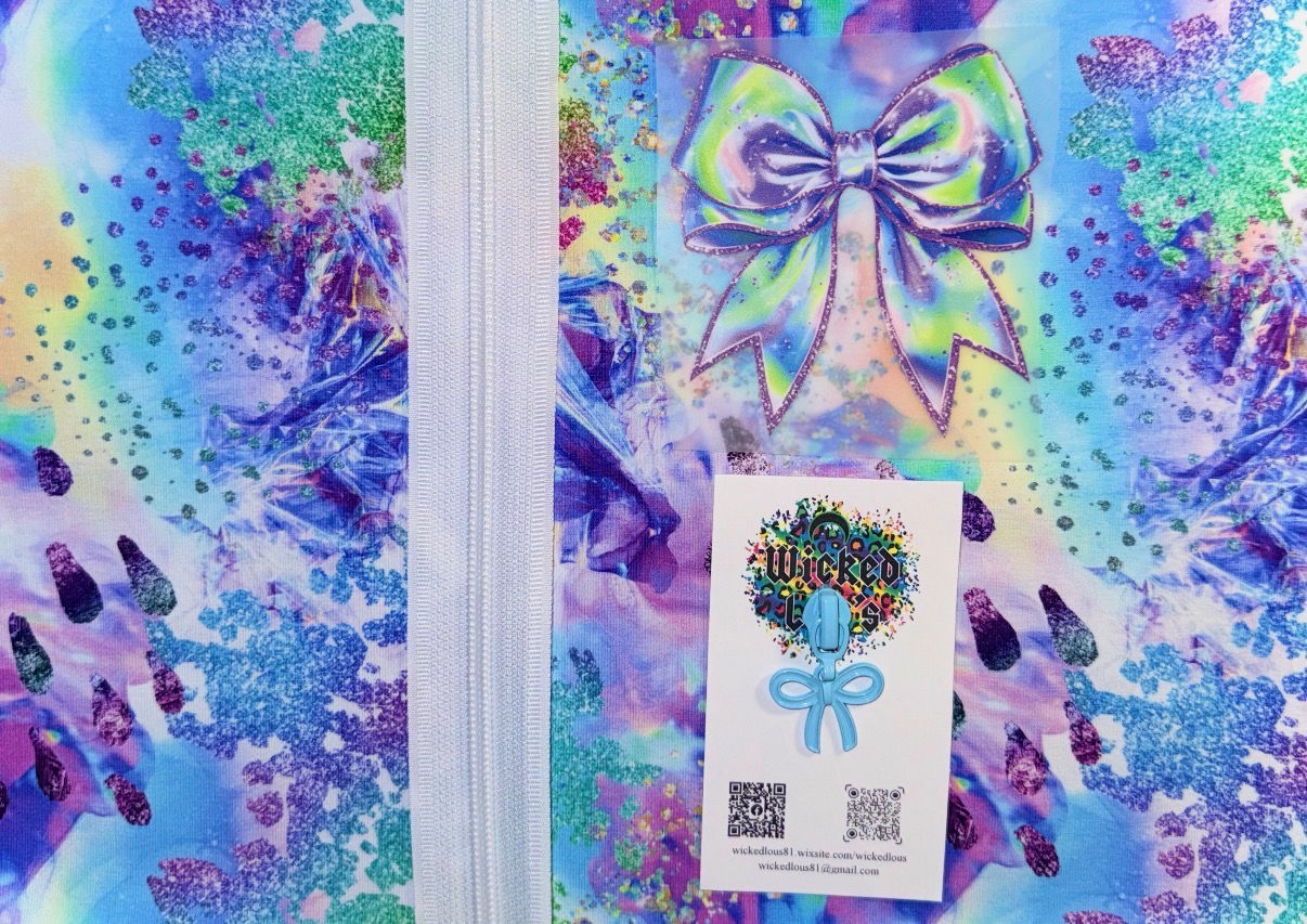 Fabric Zipper Tumbler Kit-Blue Purple Bow