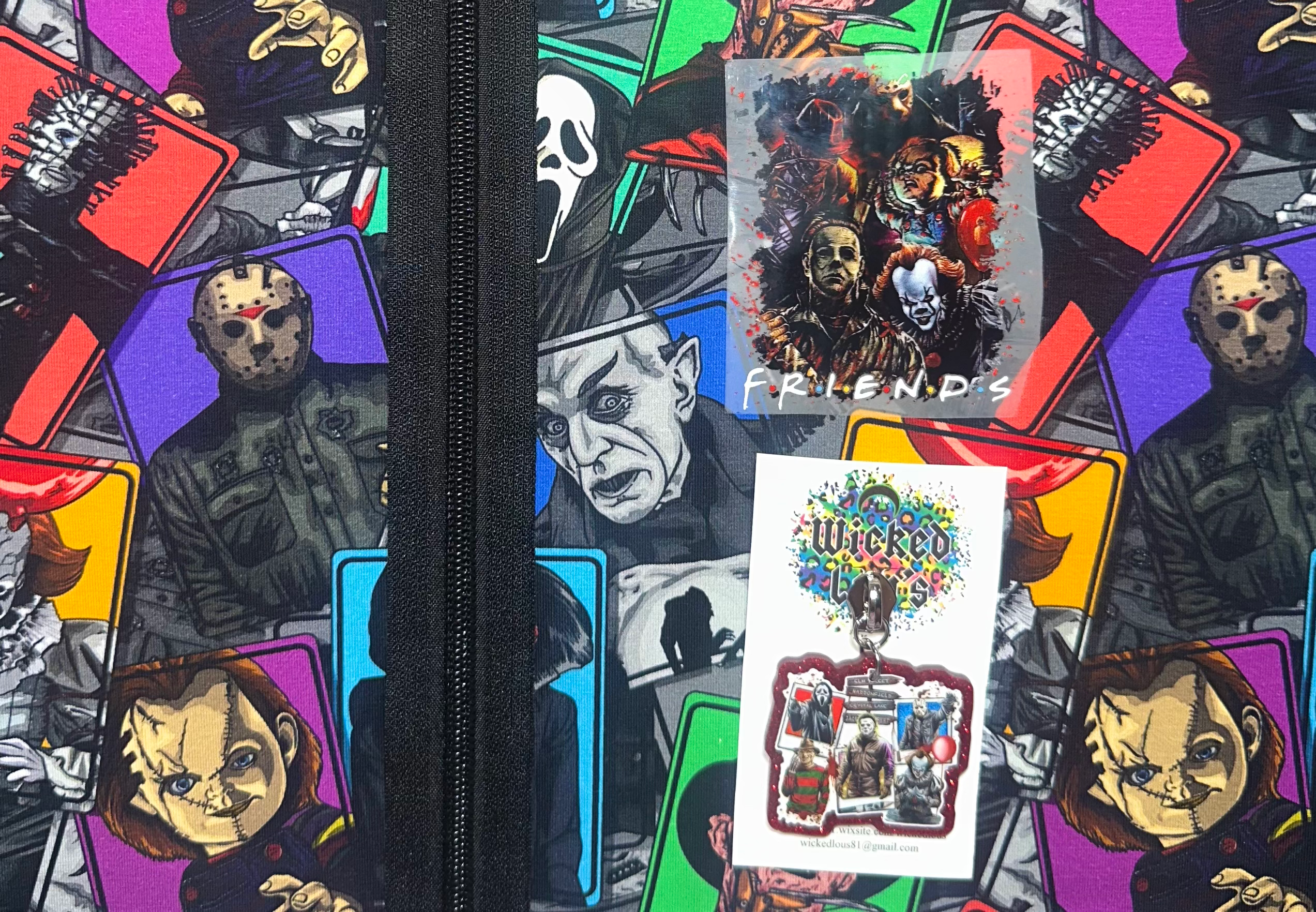 Fabric Tumbler zipper kit- Horror cards 