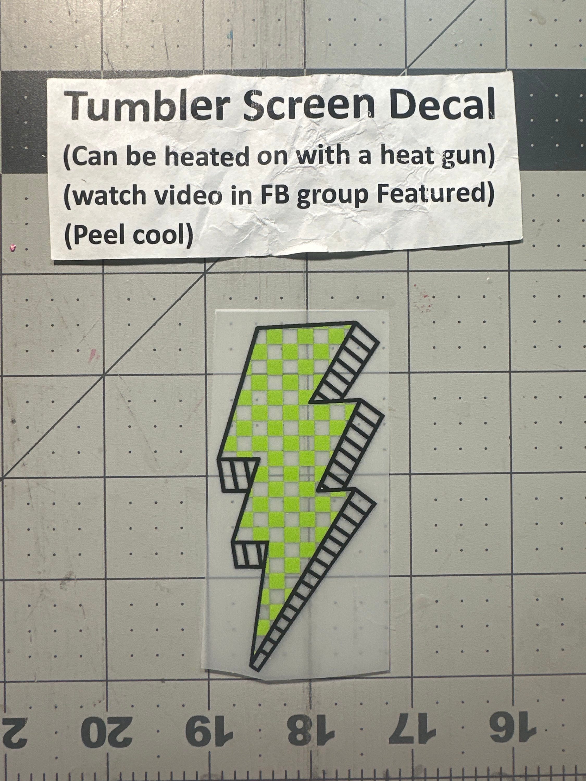 Tumbler Screen- Checkered Bolt Lime Green