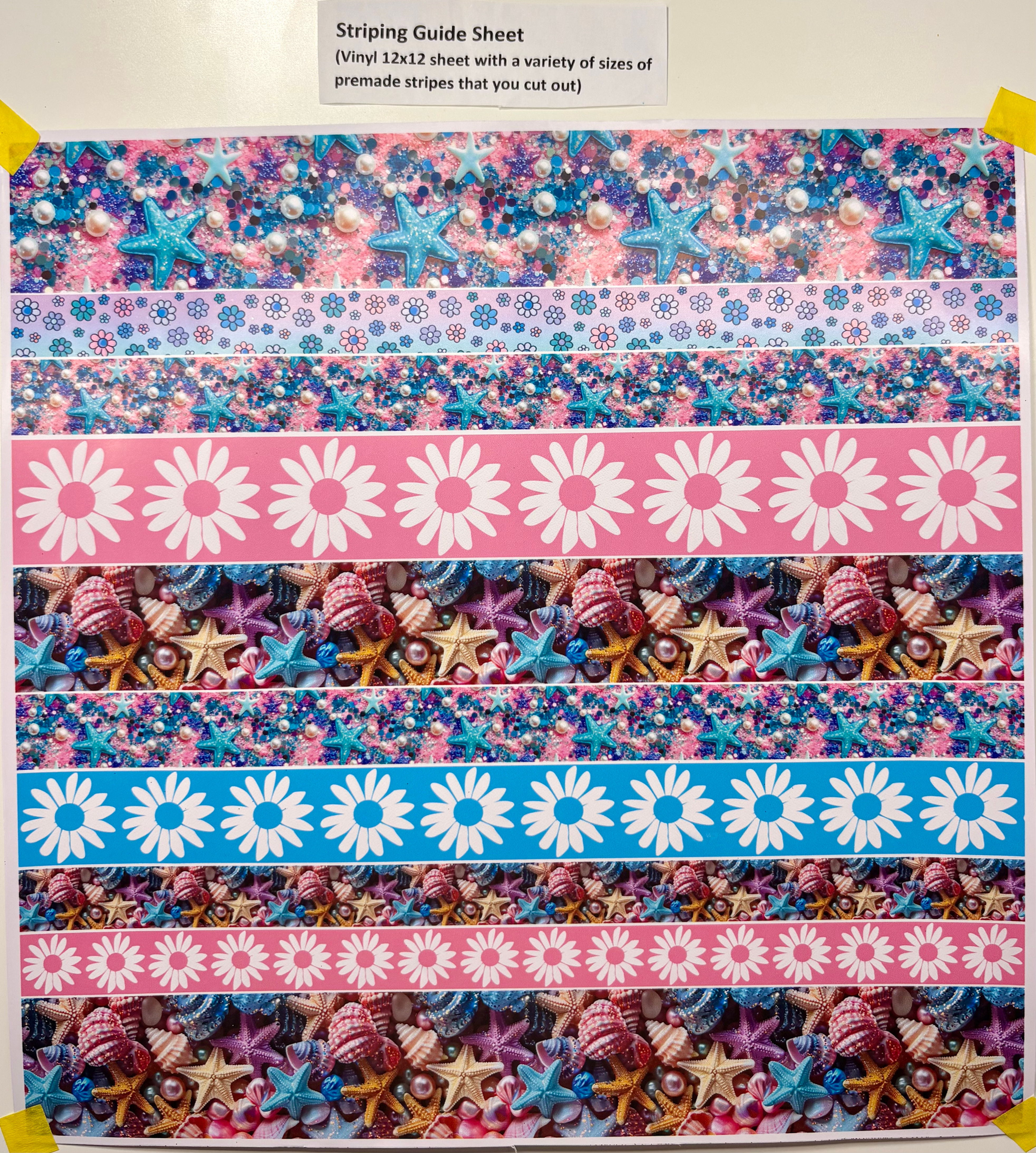 Vinyl Striping Guide Sheet- floral sea