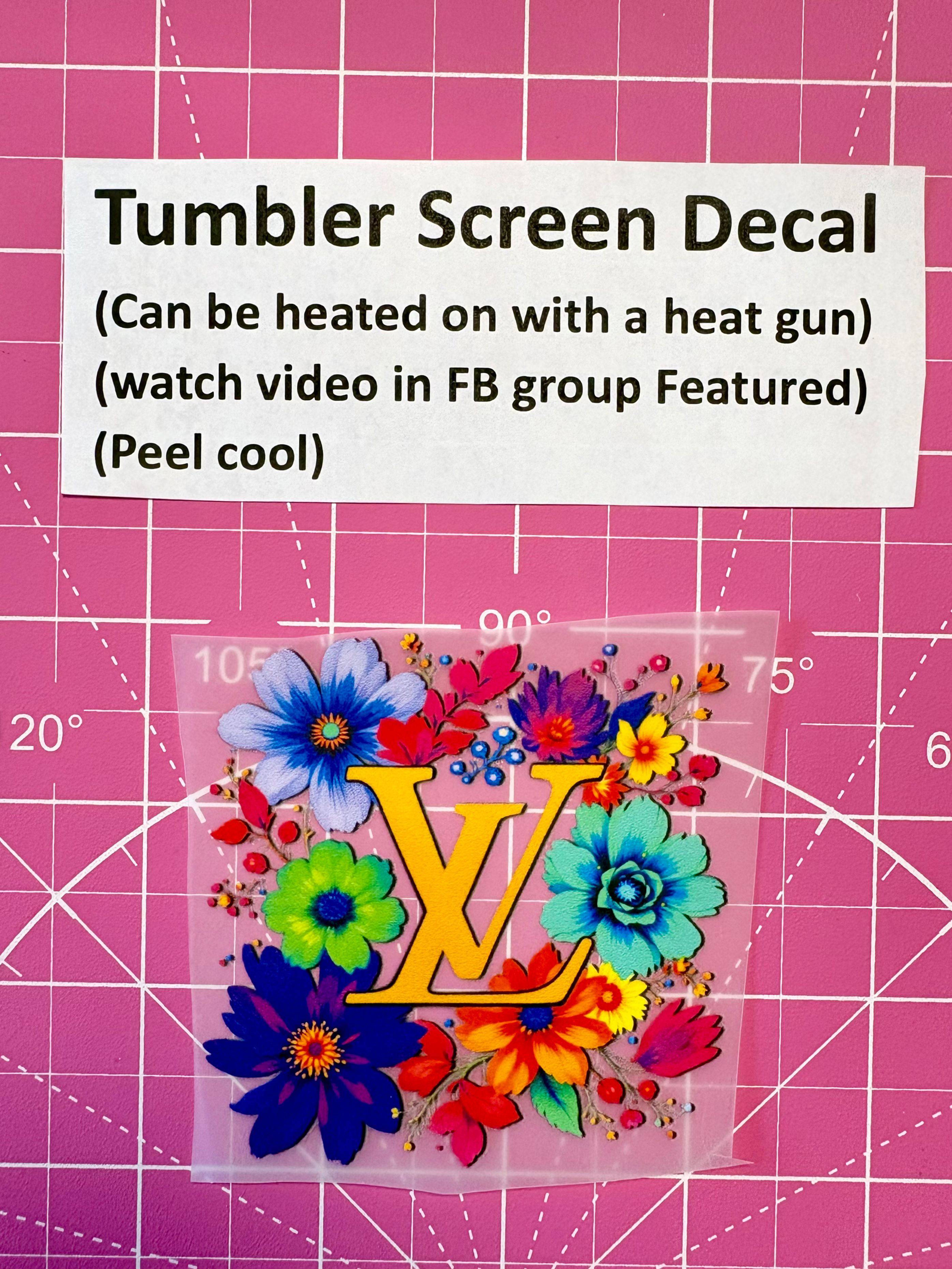 Tumbler Screen Decal- LV yellow floral