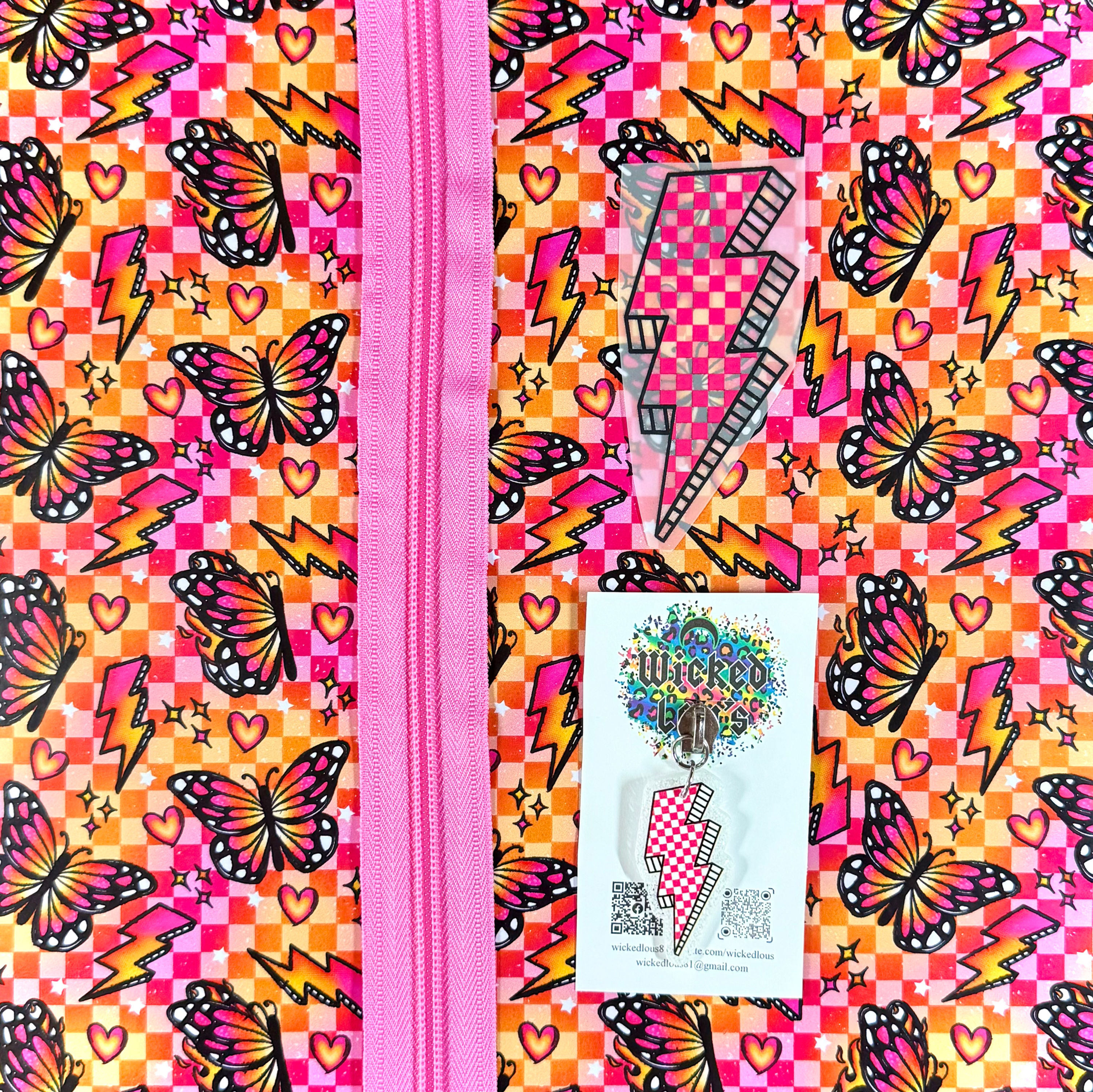 Vinyl Zipper Tumbler Kit- Pink Orange Butterfly Bolts 