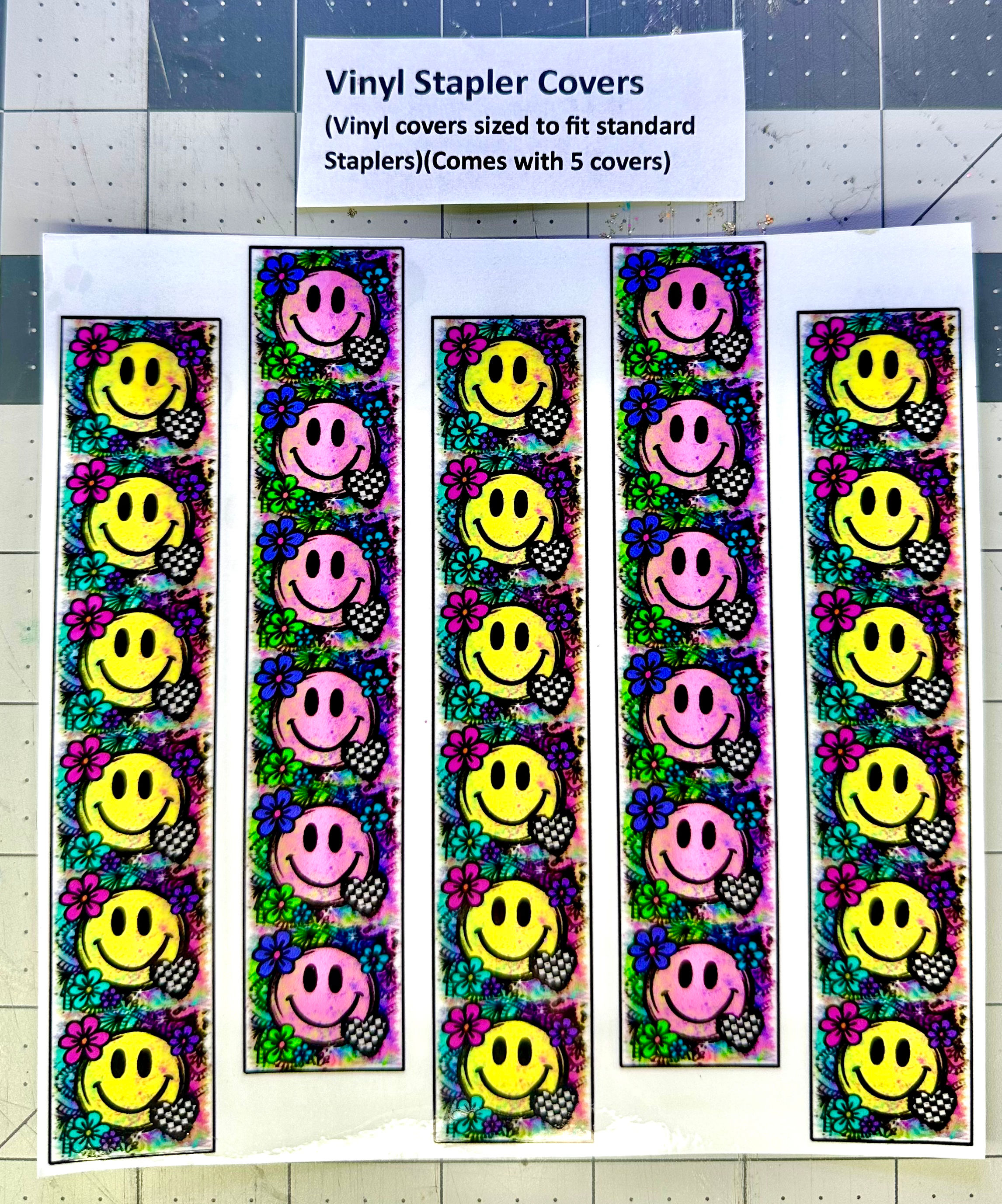 SHEER Vinyl Stapler Covers- Sheer Smiley’s