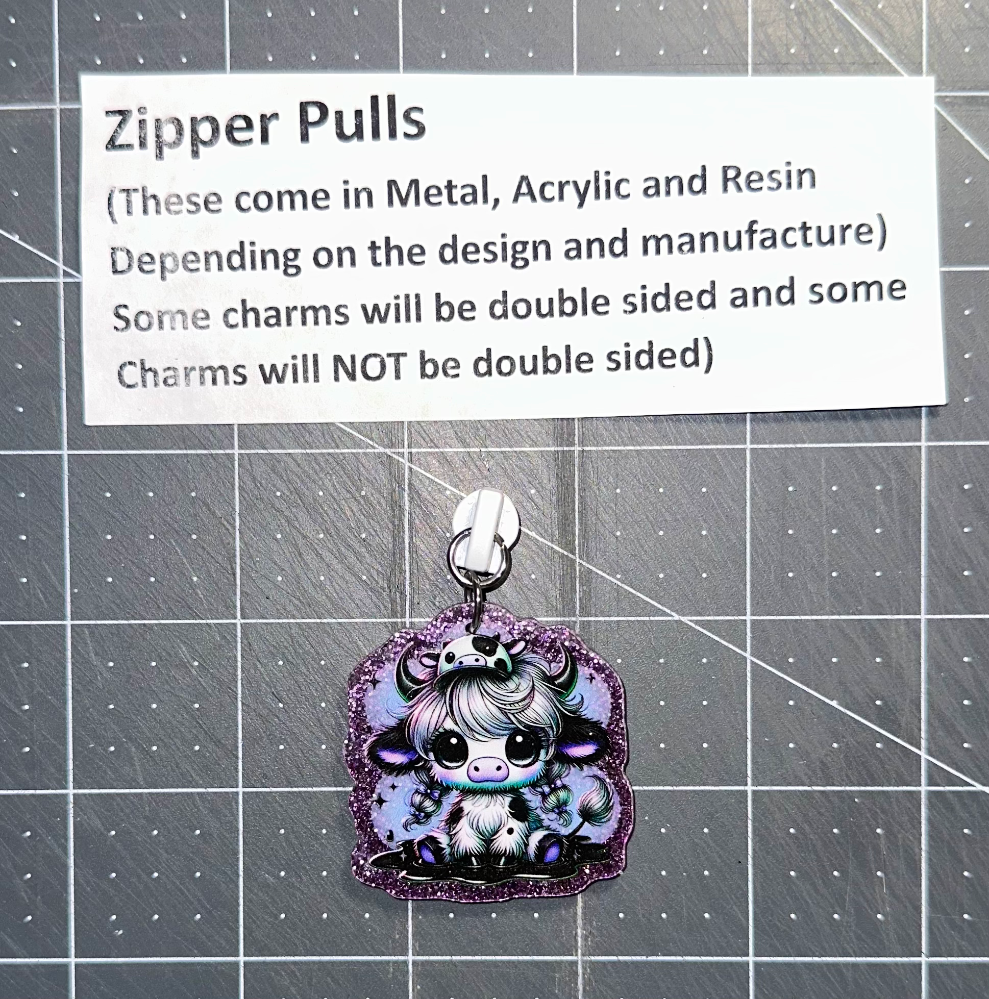 Zipper Pull- highland purple cap glitter