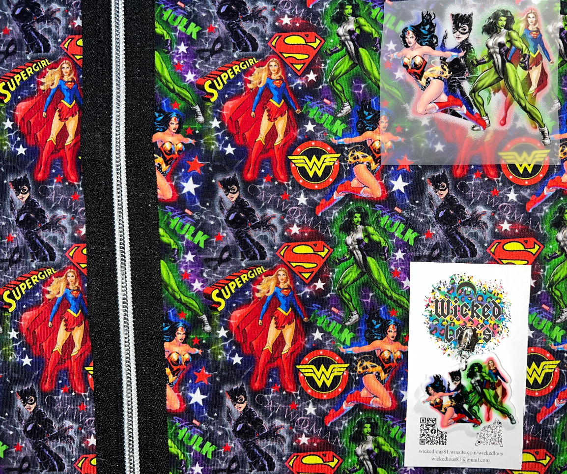 Fabric Zipper tumbler kit- Female Marvel super heros