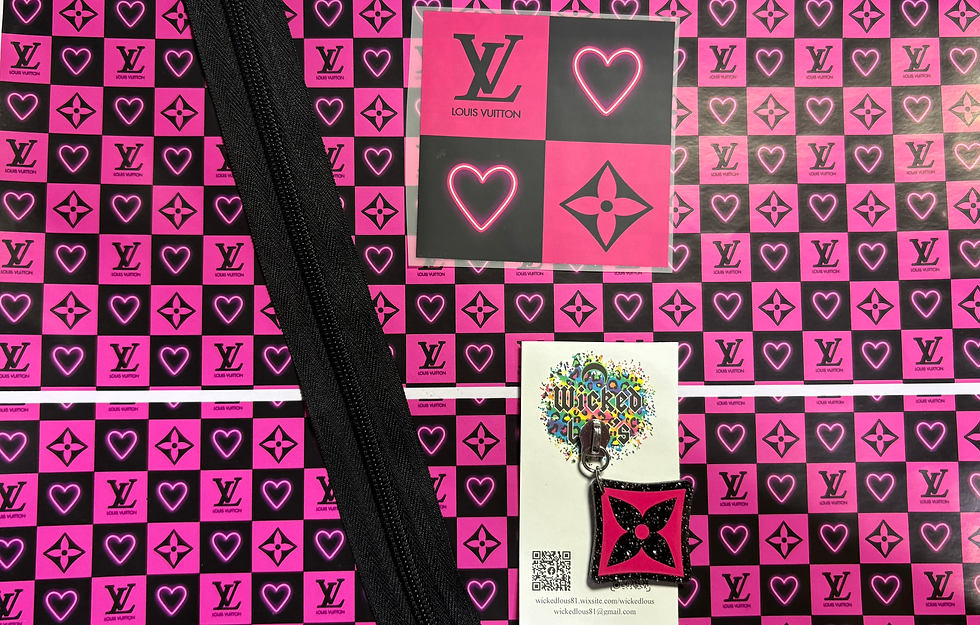 40oz HANDLE VINYL Zipper Kit- Pink BLK LV Hearts