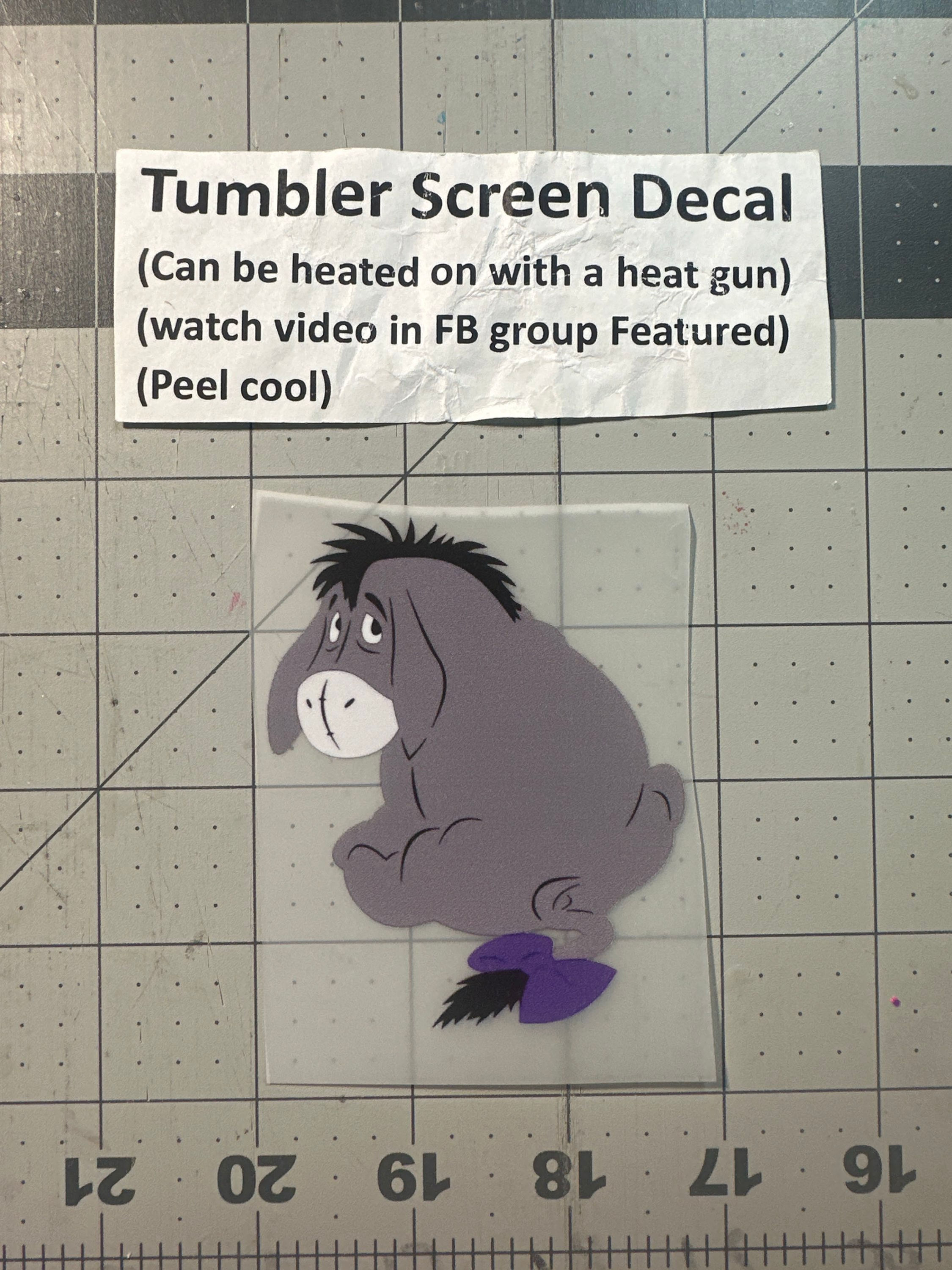 Tumbler Screen- Eeyore Purple Bow