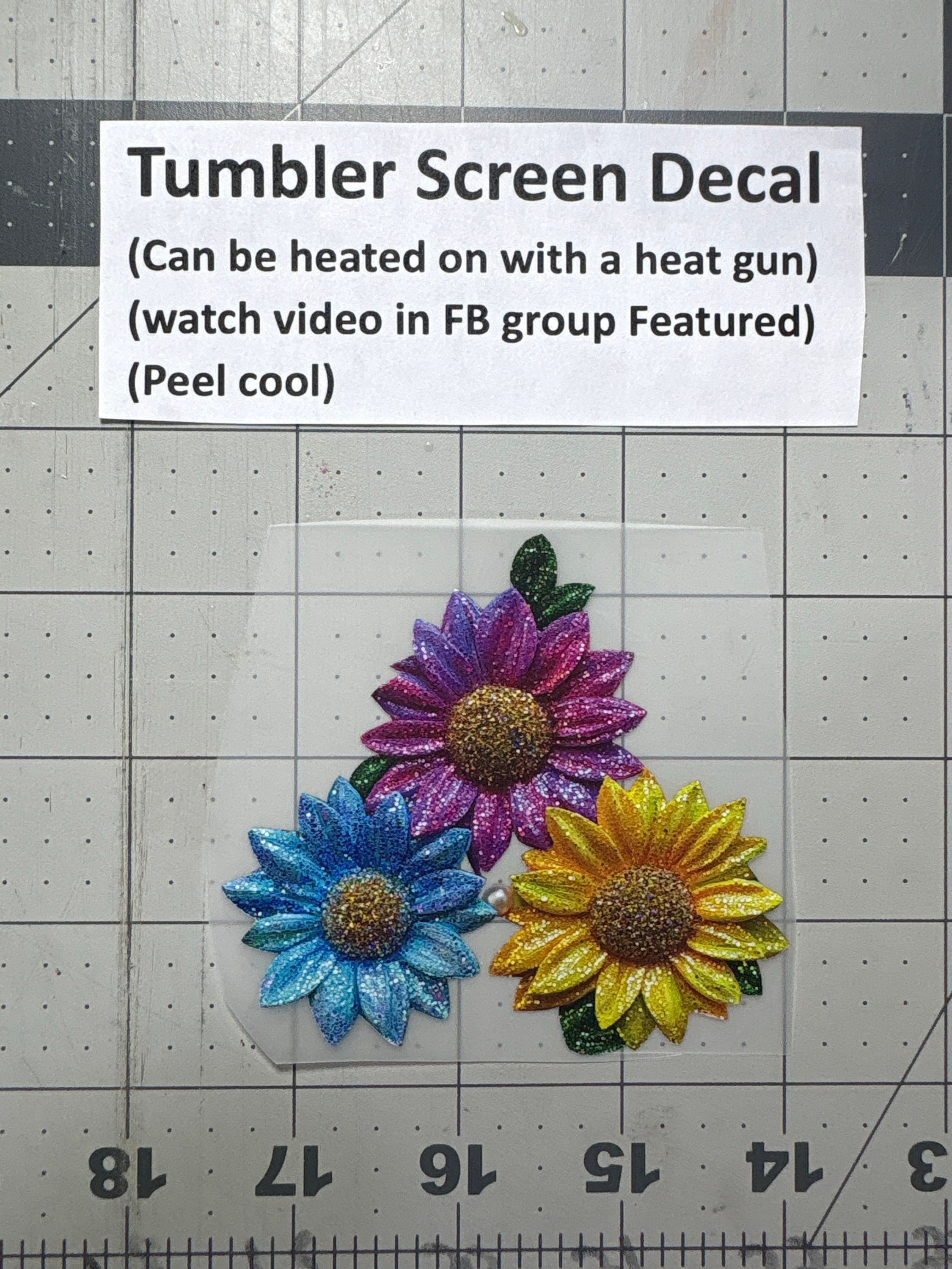 Tumbler Screen- Glitter Floral sunflower